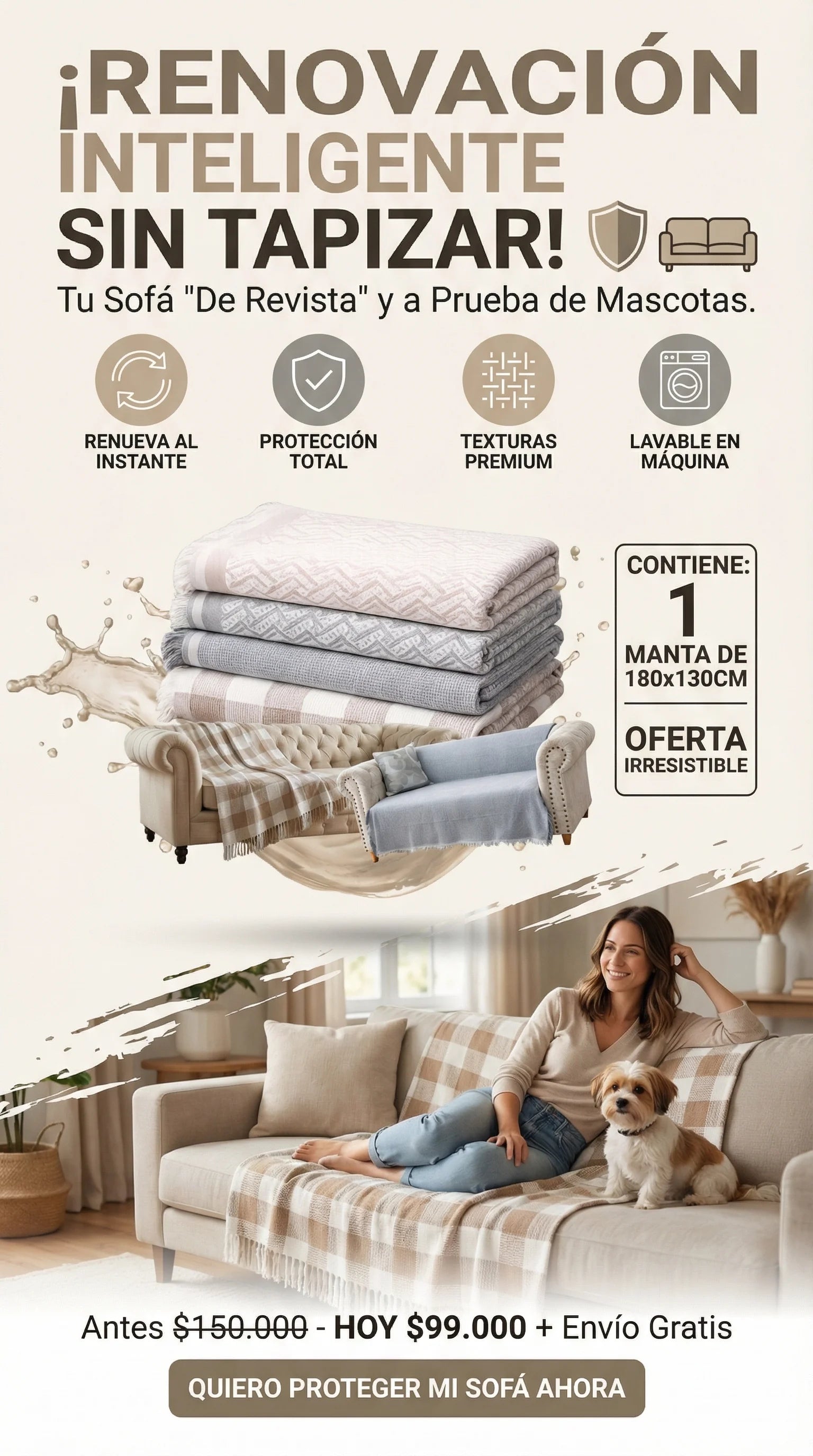 Manta Protectora Premium para Sofá.